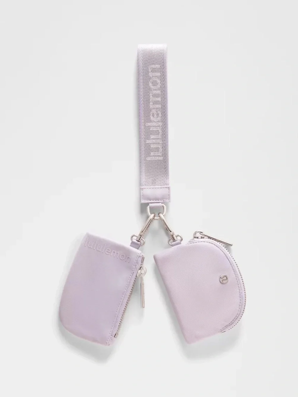 Lululemon NWT Lilac Ether Dual Pouch Wristlet Metallic Wordmark OS - Picture 1 of 9